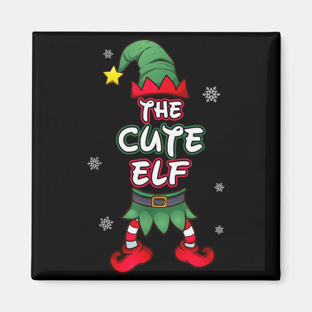 Imã Roupas de Natal de Elfo Fofo Família Combinando Pi (Frente)