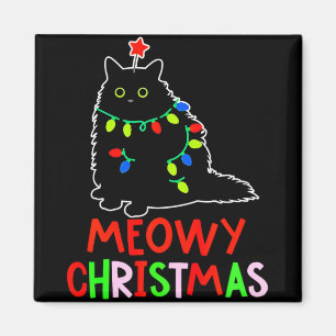 Imã Roupas de Natal Meowy Luzes de Natal Gato Preto Pi