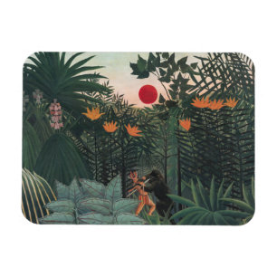 Ímã Rousseau - Paisagem Tropical, Índio e Gorila
