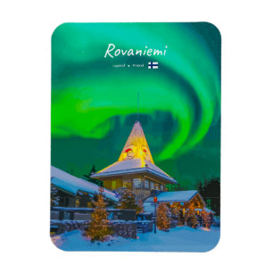 Ímã Rovaniemi, Finlândia - Magia Aurora Arredondada