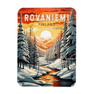 Ímã Rovaniemi Finlândia Viagem Art Vintage