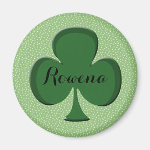Imã Rowena Irish Shamrock Round Name Magnet   Editável