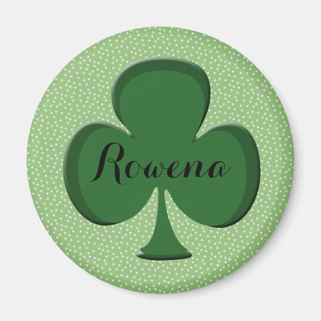 Imã Rowena Irish Shamrock Round Name Magnet | Editável (Frente)