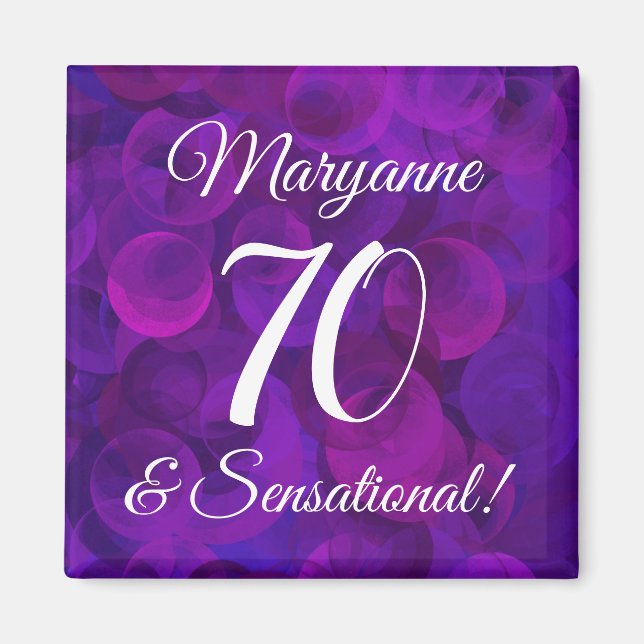 Imã Roxo 70 Elegante e Festa de aniversário sensaciona (Frente)
