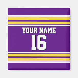 Imã Roxo com Equipe de Stripes Brancas Amarelas Jersey