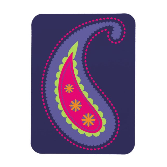 Ímã Roxo e Rosa Paisley (Vertical)