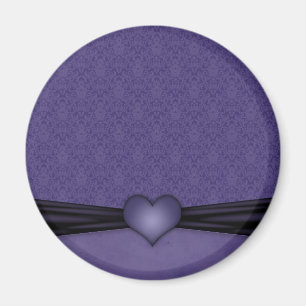 Imã Roxo Escuro Damask com Coração