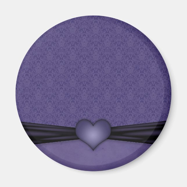 Imã Roxo Escuro Damask com Coração (Frente)