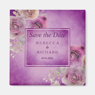 Imã Roxo Floral Salvar a Data