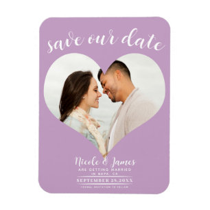 Ímã Roxo Lilás Foto de Casamento Salve a Data