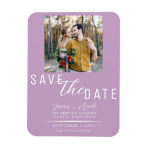 Ímã Roxo Lilás Salve a Data Foto Casamento