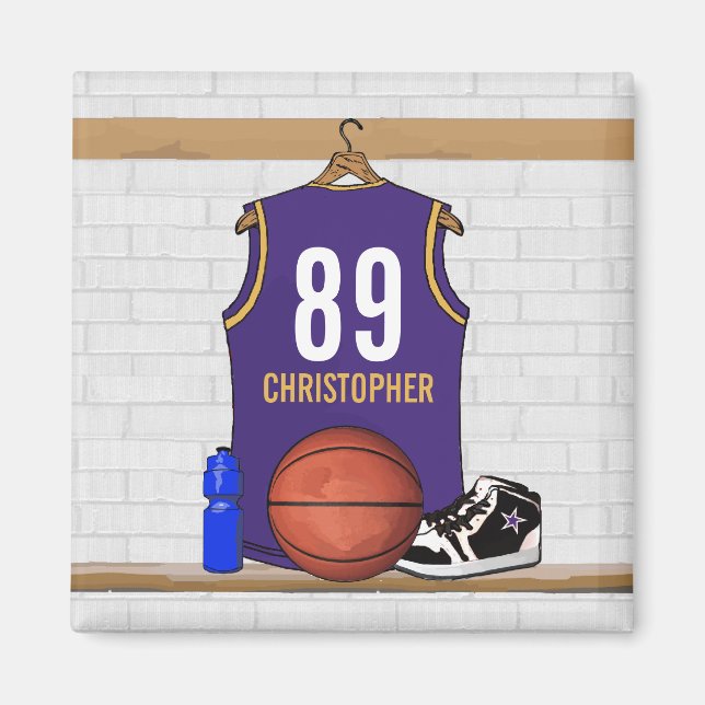 Imã Roxo Personalizado e Basquete Dourado (Frente)