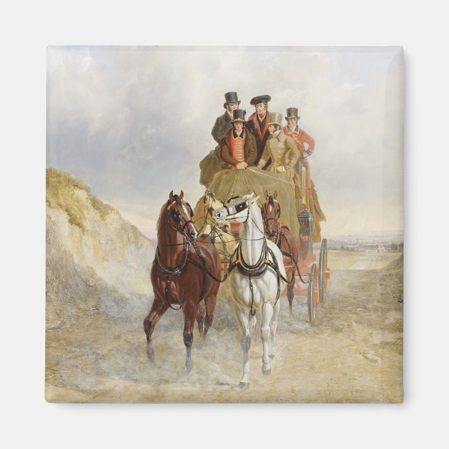 Imã Royal Mail Coach on the Road, 1841 (óleo em pan (Frente)