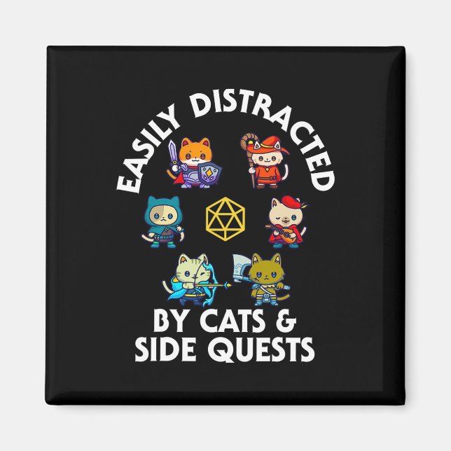 Imã Rpg Gamer Cats Side Quest Funny Nerd Adhd Cat Men  (Frente)