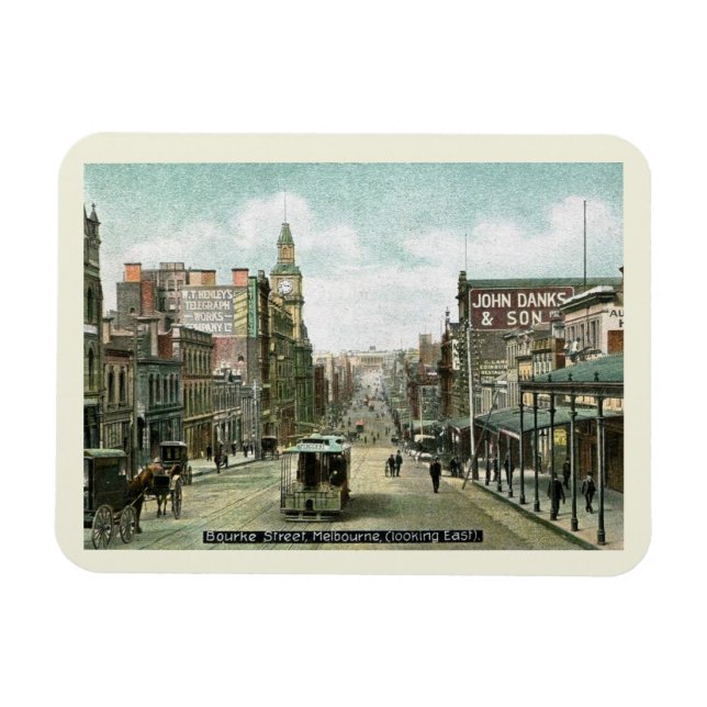 Ímã Rua Bourke, Melbourne, Estilo Vintage da Austrália (Horizontal)