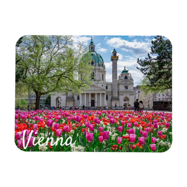 Ímã Rua. Charles Church em primavera em Viena, Áustria (Horizontal)
