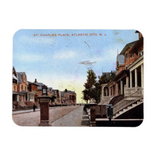 Ímã Rua Charles Pl., Atlantic City 1909 Vintage