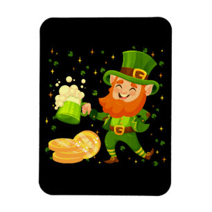 Ímã Rua de cerveja de Bebendo Leprechaun. Dia de Patri