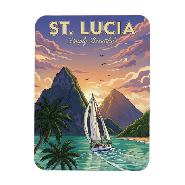 Ímã Rua de vela na viagem. Lucia Caribe (Vertical)