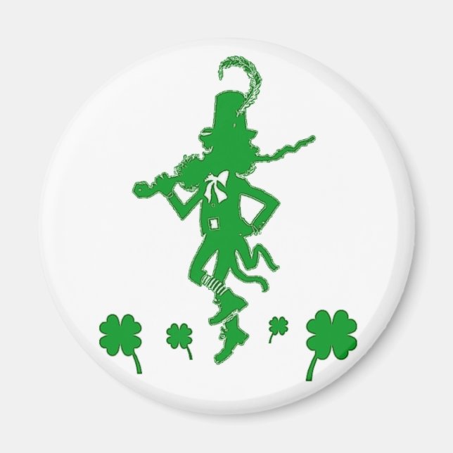 Imã Rua, dia de Patrick Leprechaun Shamrock Magnet (Frente)