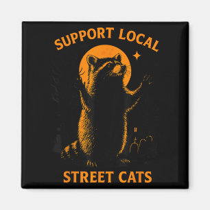 Imã Rua Engraçado Cat Vintage Raccoon Halloween Para H