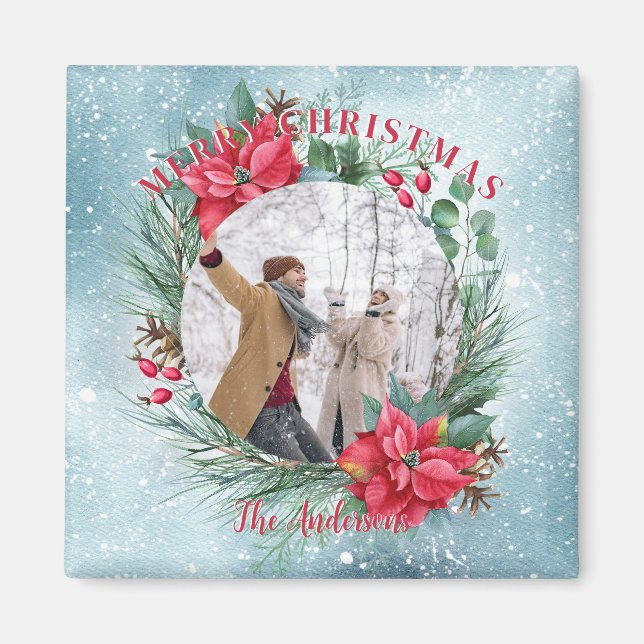 Imã Rua floral da família de fotos de Natal (Frente)