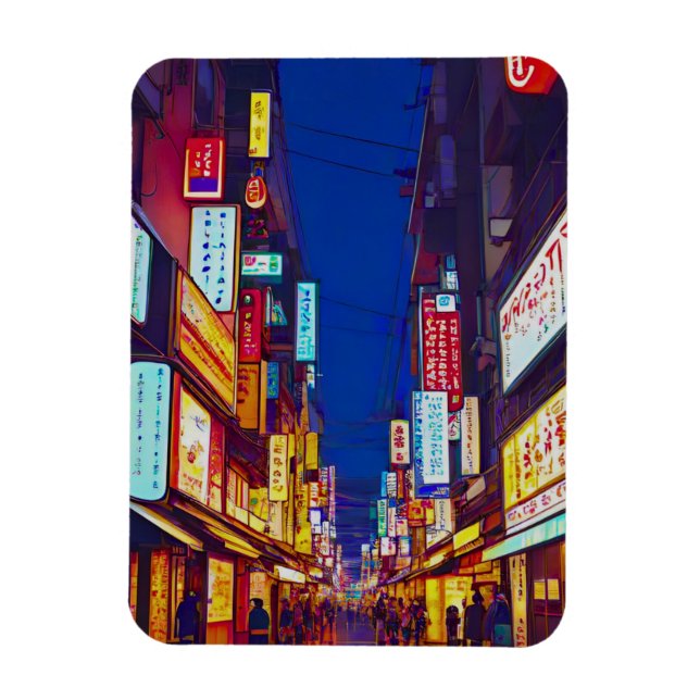 Ímã Rua Japonesa à Noite  (Vertical)