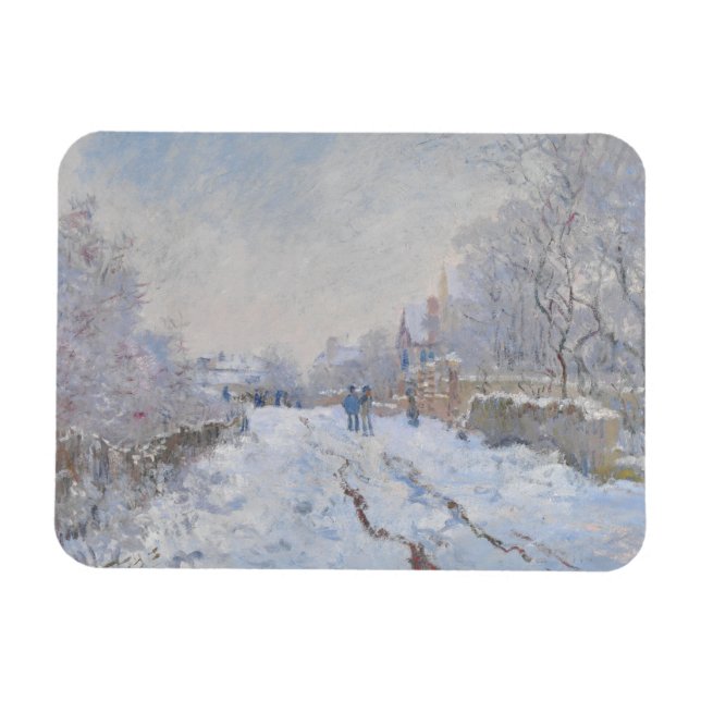 Ímã Rua na Neve Argenteuil por Claude Monet (Horizontal)
