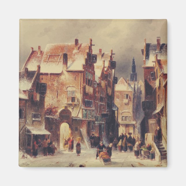 Imã Rua nevada em Haarlem por Charles Leickert (Frente)