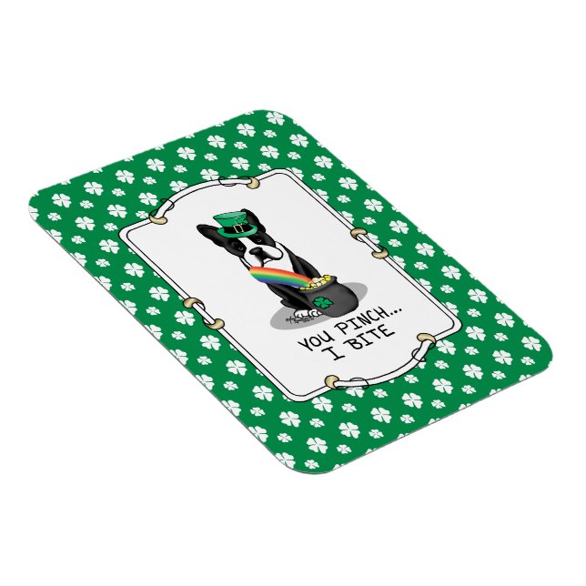 Ímã Rua. O Dia de Patrick, Boston Terrier Dog (preto)  (Lado Direito)