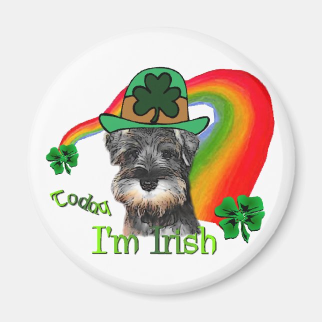 Imã Rua. Patricks Day Mini Schnauzer (Frente)