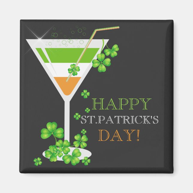 Imã Rua.Patricks Day Shamrock Cocktail Magnet (Frente)