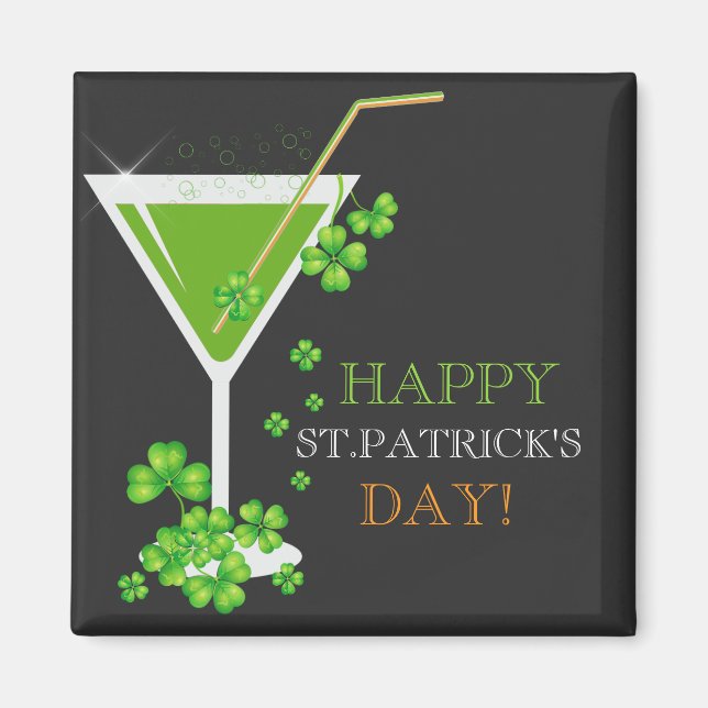 Imã Rua.Patricks Day Shamrock Cocktail Magnet (Frente)
