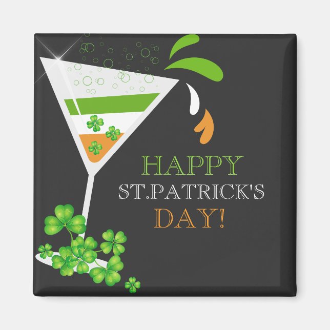 Imã Rua.Patricks Day Shamrock Cocktail Magnet (Frente)