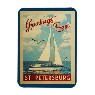 Ímã Rua. Petersburg Sailboat Viagens vintage na Flórid