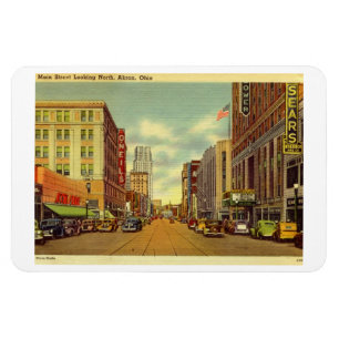 Ímã Rua principal, Akron, cartão postal de Ohio Vinta