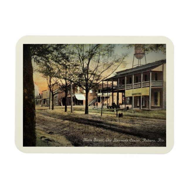 Ímã Rua principal, Auburn, Alabama Vintage Style. (Horizontal)