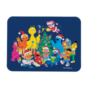 Ímã Rua Sésamo Natal com toda a turma