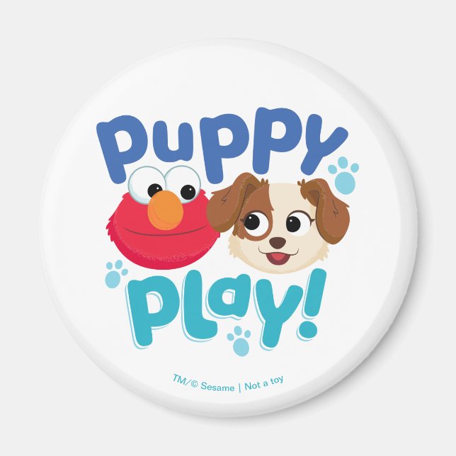 Imã Rua Sésamo | Puppy Play Elmo & Tango (Frente)