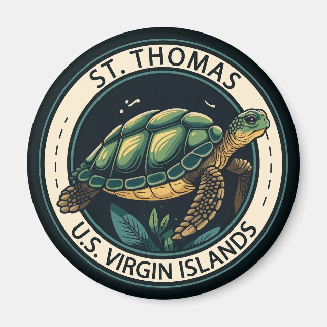 Imã Rua Thomas U.S. Virgin Islands Turtle Crachá (Frente)