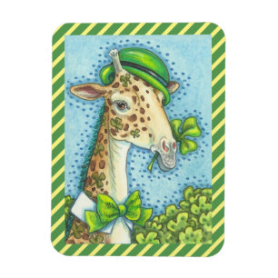 ÍMÃ RUAS. DIA DE PATRICK, IRLANDÊS LEPRACHAUN GIRAFFE