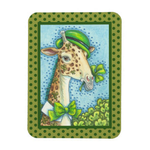 ÍMÃ RUAS. DIA DE PATRICK IRLANDÊS LEPRAUCHAUN GIRAFFE