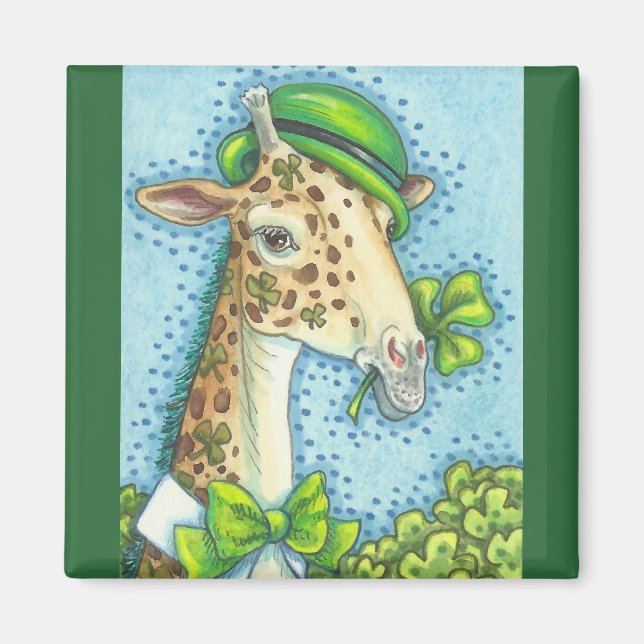 Imã RUAS. PATRICK DAY IRISH GIRAFFE MAGNET Square (Frente)