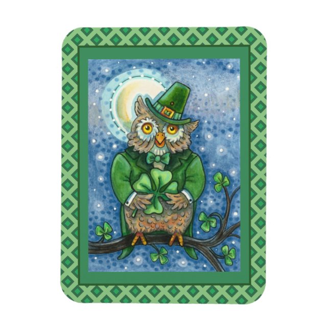 ÍMÃ RUAS. PATRICK DAY OWL, 4 LEAF CLOVER LEPRECHAUN (Vertical)
