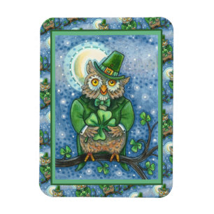 ÍMÃ RUAS. PATRICK DAY OWL, 4 LEAF CLOVER LEPRECHAUN