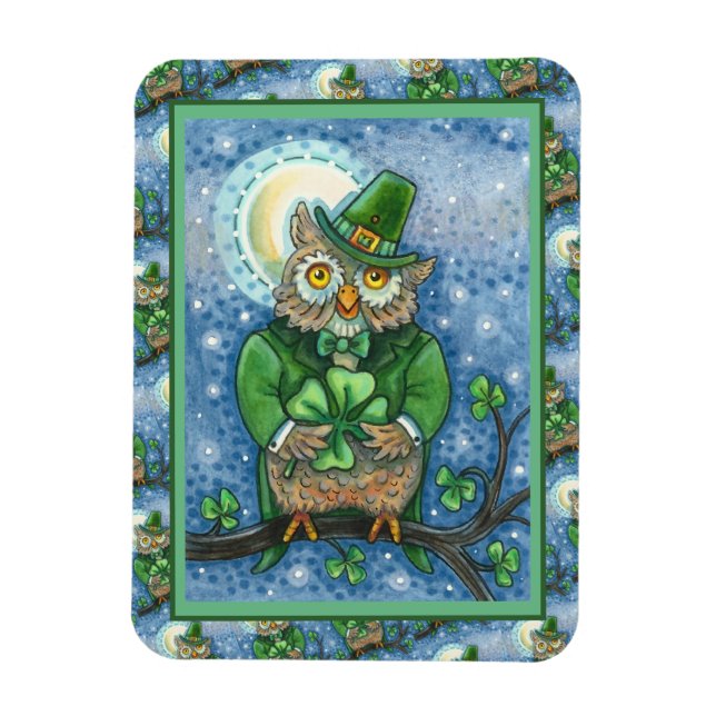 ÍMÃ RUAS. PATRICK DAY OWL, 4 LEAF CLOVER LEPRECHAUN (Vertical)
