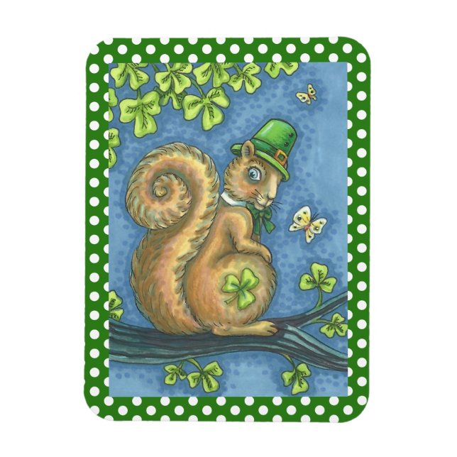 ÍMÃ RUAS. PATRICK IRISH LEPRECHAUN SQUIRREL MAGNET (Vertical)