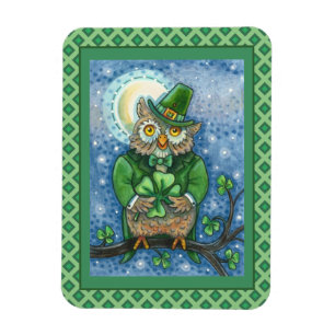 ÍMÃ RUAS. PATRICK'S DAY OWL, 4 LEAF CLOVER LEPRECHAU