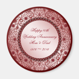 Imã Ruby 40th Wedding Anniversário Round Magnet