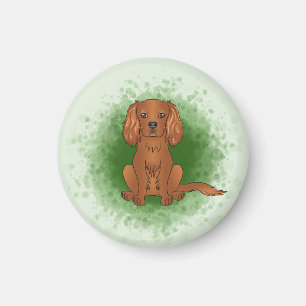 Imã Ruby Cavalier King Charles Spaniel Dog Em Verde